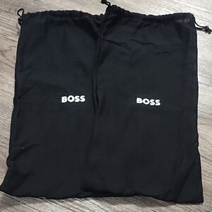 BOSS Black Drawstring Shoe Bags with White Logo